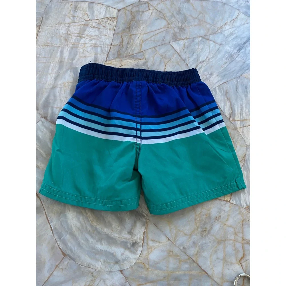 OshKosh Bgosh Baby Boys Blue Green Striped Swim Trunks 6M 1H206710